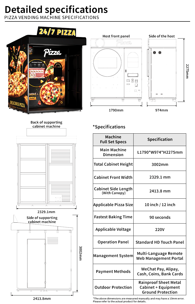 CYP12 Fully Automatic Pizza Vending Machine | Indoor & Outdoor 24H Unattended Pizza Dispenser